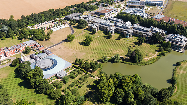 wellcome genome campus aerial view conference centre foreground